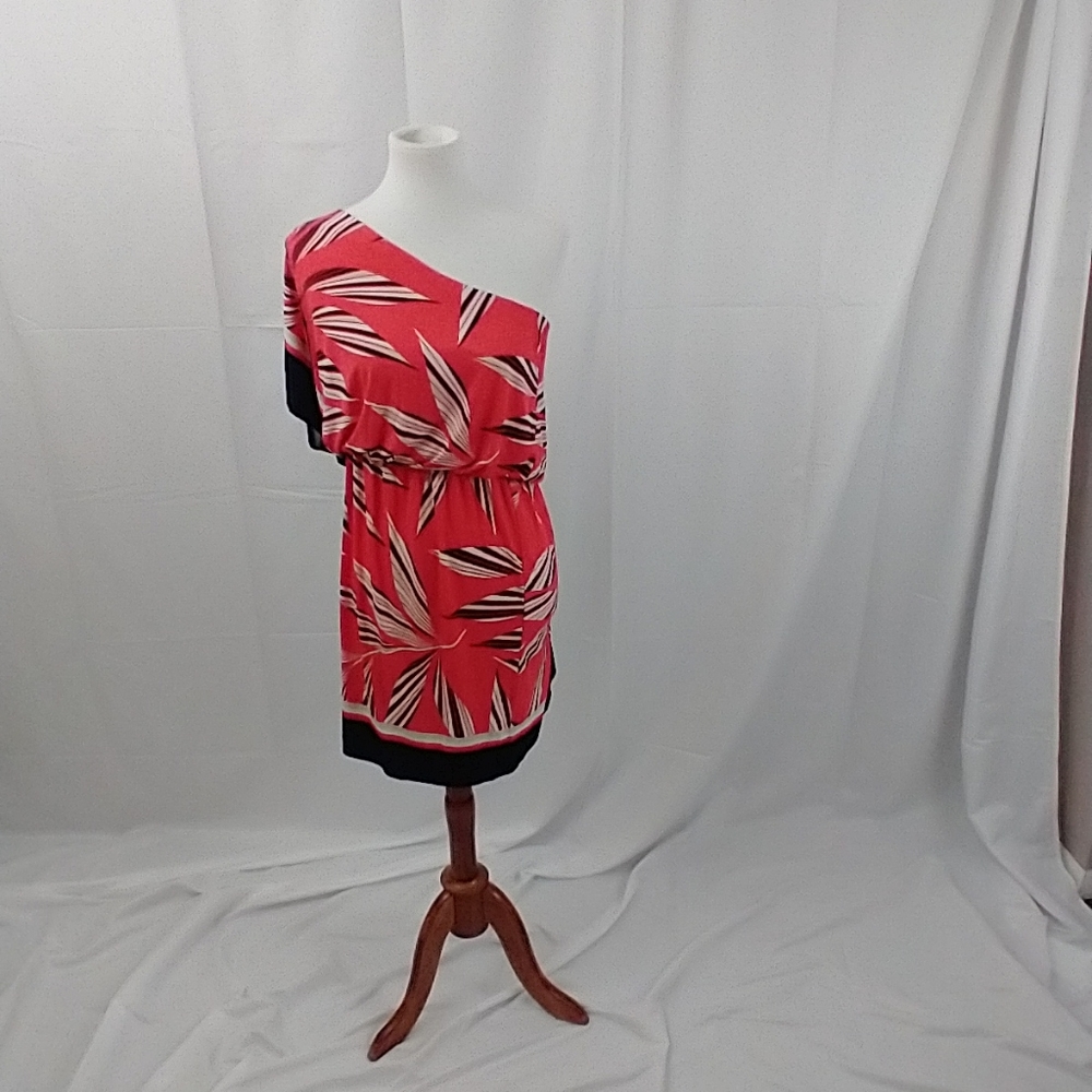 Pink and White Floral Off the Shoulder Dress, Size Medium